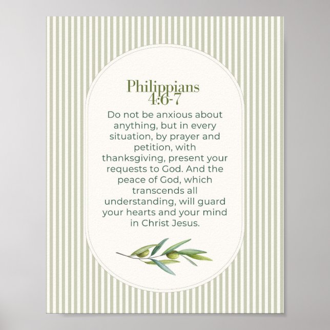 Affiche Cadeau d'encouragement chrétien Philippiens 4:6–7 (Devant)