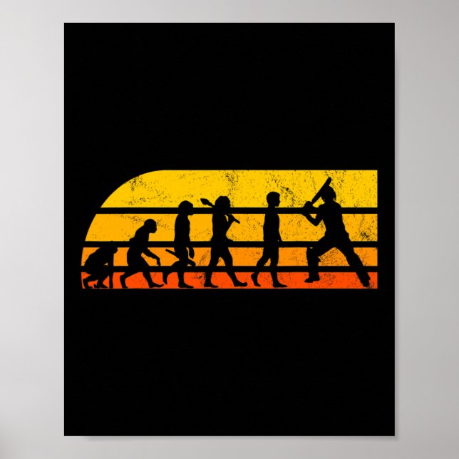 Affiche Cadeau d'entraîneur de joueur de cricket Évolution (Devant)