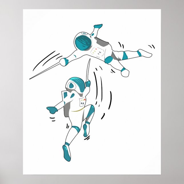 Affiche cadeau-d'escrime-amusant-dans-l'espace-pour-un-esc (Devant)