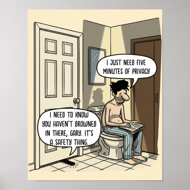 Affiche Cadeau d'humour de salle de bain pour papa de chat (Devant)