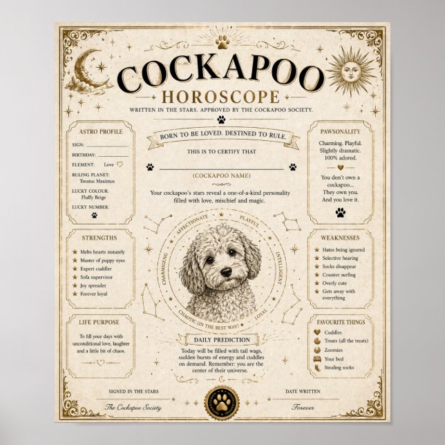 Affiche Cadeau d'impression personnalisé de signe astrolog (Devant)