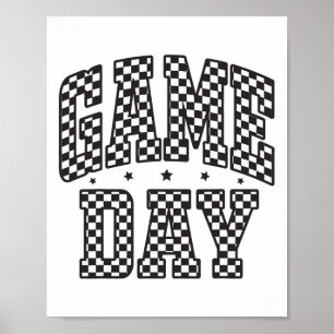 Affiche Cadeau drôle à carreaux jour de match Footll noir 