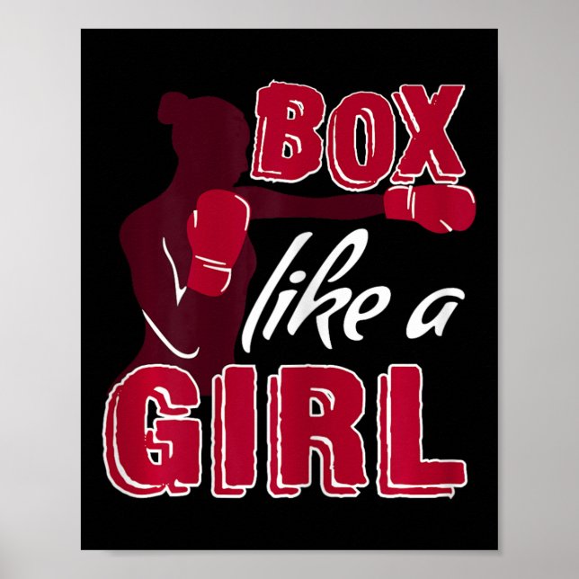 Affiche Cadeau drôle de boxe féminine comme une fille pour (Devant)