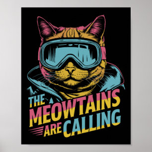 Affiche Cadeau drôle de chat de ski Accessoires de snowboa