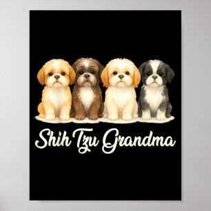 Affiche Cadeau drôle de grand-mère Shih Tzu amoureuse de c