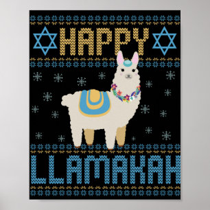 Affiche Cadeau drôle de Hanouka juif LLamakah Joyeux