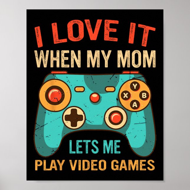 Affiche Cadeau drôle de joueur pour garçons Présent de jeu (Devant)