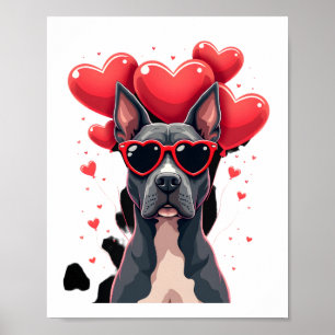 Affiche Cadeau drôle de Saint-Valentin Pitbull Heart pour