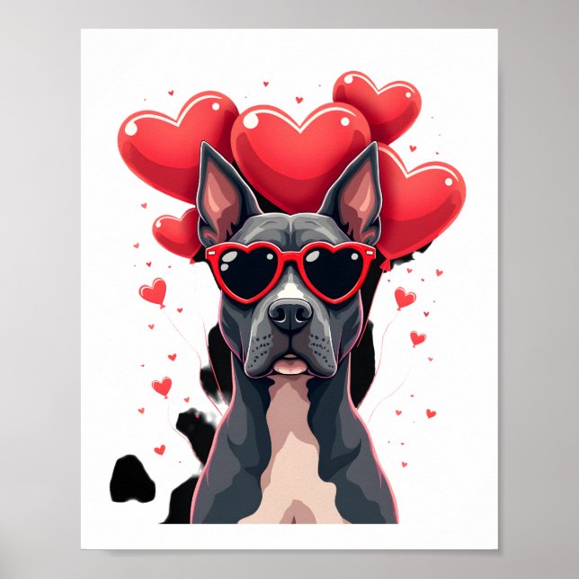 Affiche Cadeau drôle de Saint-Valentin Pitbull Heart pour  (Devant)