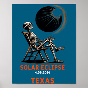 Affiche Cadeau drôle de squelette de l'éclipse solaire du