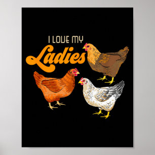 Affiche Cadeau drôle pour agriculteur - J'aime le poulet d