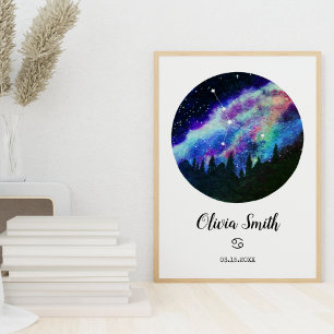 Affiche Cadeau du signe astrologique du Cancer constellati