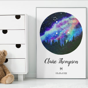 Affiche Cadeau du signe astrologique Poissons de la conste