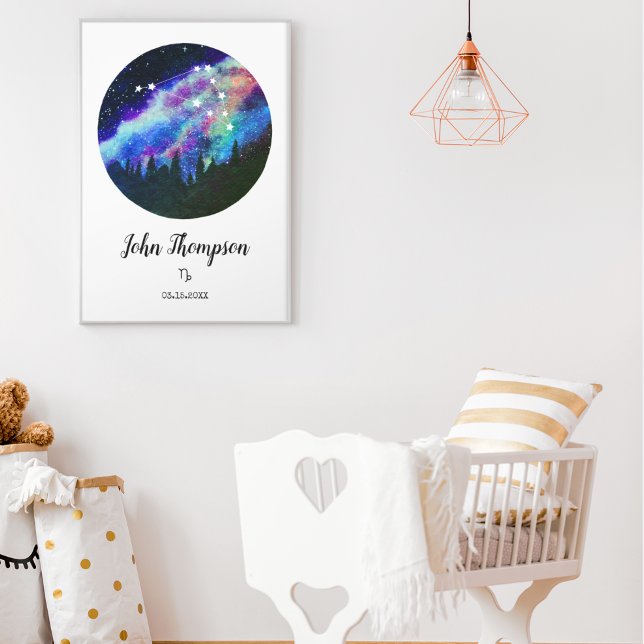 Affiche Cadeau du signe du zodiaque Capricorne constellati (Créateur téléchargé)
