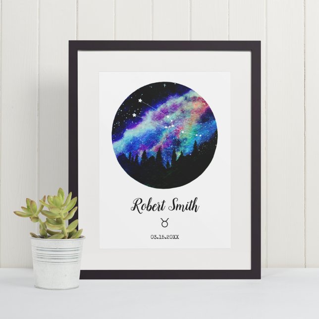 Affiche Cadeau du signe du zodiaque Taureau constellation  (Créateur téléchargé)