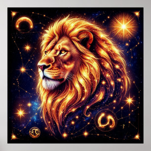 Affiche Cadeau du zodiaque Lion pour une énergie de feu pu