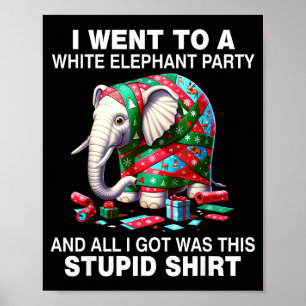 Affiche Cadeau éléphant blanc drôle emballé éléphant idiot