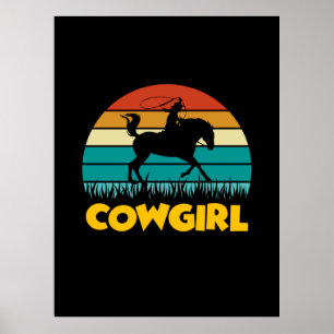 Affiche Cadeau équestre   Vintage Cowgirl