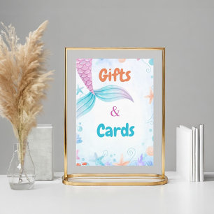 Affiche Cadeau et carte Mermaid Baby shower d'anniversaire