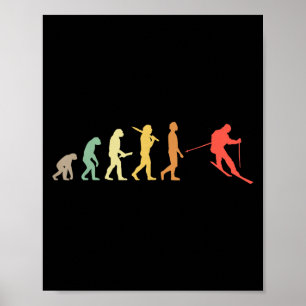 Affiche Cadeau Evolution Ski Rétro Pour Skieurs