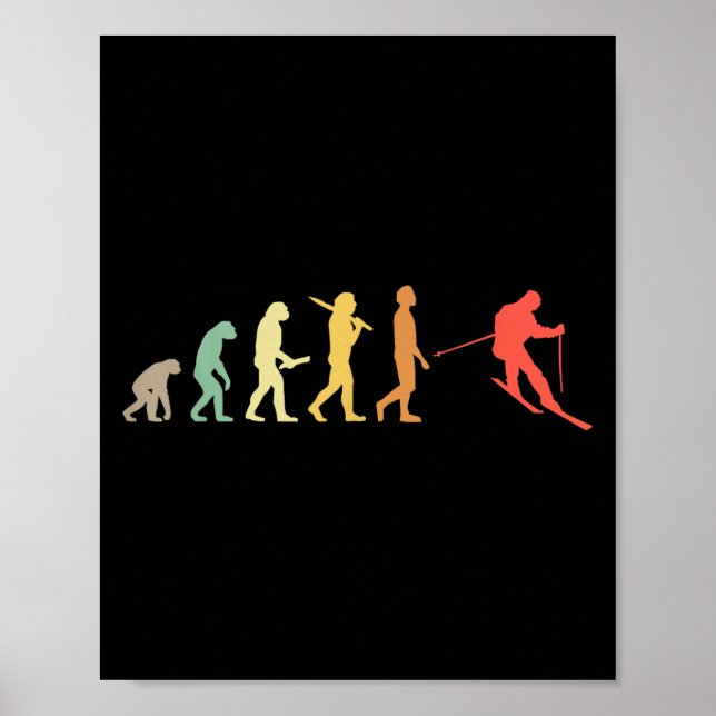 Affiche Cadeau Evolution Ski Rétro Pour Skieurs (Devant)