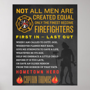 Affiche Cadeau Fireman personnalisé. Panneau pompier. EMT