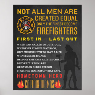 Affiche Cadeau Fireman personnalisé. Panneau pompier. EMT