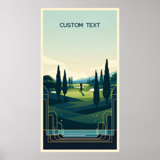 Affiche Cadeau Golfer Vintage texte personnalisé