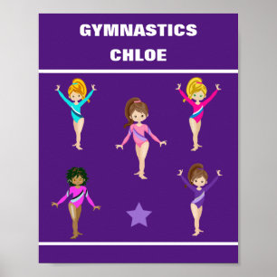AFFICHE CADEAU GYMNASTIQUE AVEC 5 GYMNASTES PERSONNALISÉS