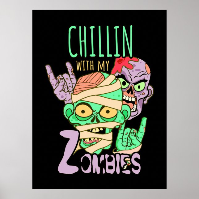 Affiche Cadeau Halloween | Chillin Avec Mes Amis (Devant)
