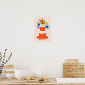 Affiche Cadeau humoristique de Montréal cônes oranges vill