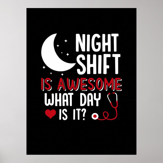 Affiche Cadeau infirmière | Shift De Nuit Est Super (Devant)