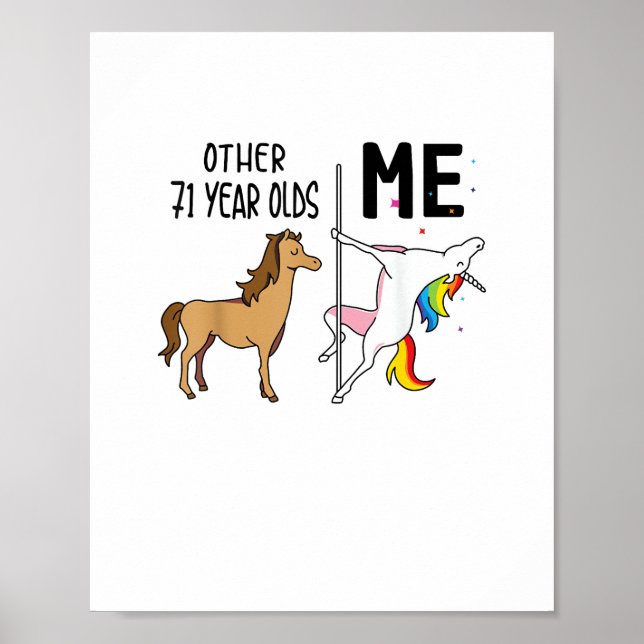 Affiche Cadeau licorne 71 ans anniversaire et moi autre (Devant)