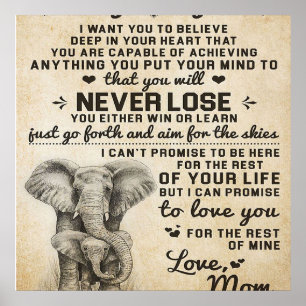 Affiche Cadeau mignon pour fille, Lettre à ma fille