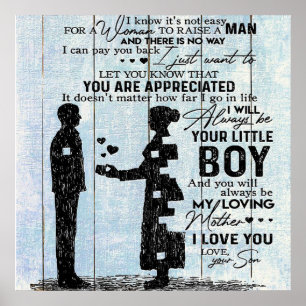 Affiche Cadeau mignon pour maman, Lettre Son à ma maman,