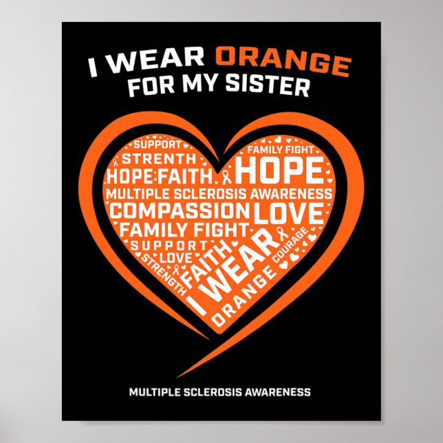 Affiche Cadeau Ms Apparel Orange Soeur Multiple Sclérose A (Devant)
