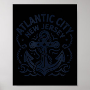 Affiche Cadeau nautique de corde d'ancre d'Atlantic City N