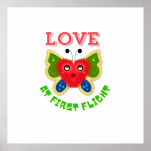 Affiche Cadeau Papillon en Forme de Cœur Flou Personnalisé