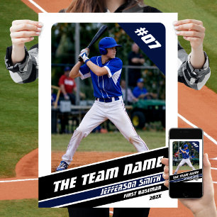 Affiche Cadeau personnalisable de joueur de baseball en bl