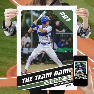 Affiche Cadeau personnalisable de joueur de baseball en bl