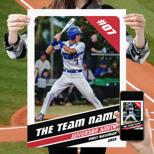 Affiche Cadeau personnalisable pour joueur de baseball en