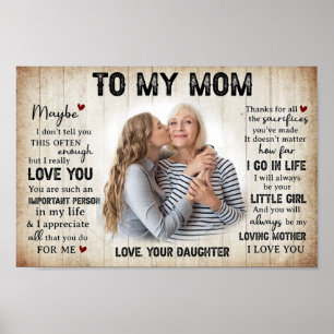 Affiche Cadeau Personnalisé À Ma Mère De Fille Photo