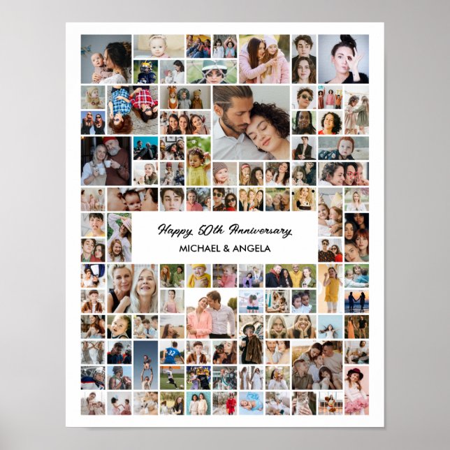 Affiche Cadeau personnalisé d'anniversaire avec collage de (Devant)