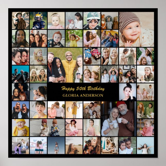 Affiche Cadeau personnalisé de 50 ans composé de 50 photos (Devant)