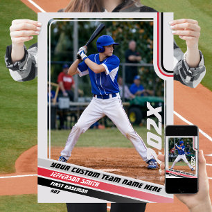 Affiche Cadeau personnalisé de joueur de baseball en gris