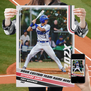 Affiche Cadeau personnalisé de joueur de baseball en gris