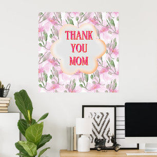 Affiche Cadeau personnalisé Merci Maman Aquarelle W