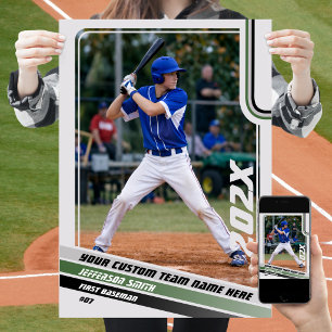 Affiche Cadeau personnalisé pour joueur de baseball en gri