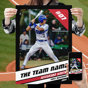 Affiche Cadeau personnalisé pour joueur de baseball noir b