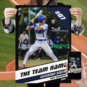 Affiche Cadeau personnalisé pour joueur de baseball noir b